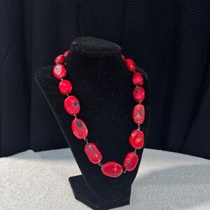 Red Coral Necklace sterling clasp